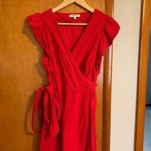 Madewell Ruffle-Sleeve Wrap Mini Dress in M